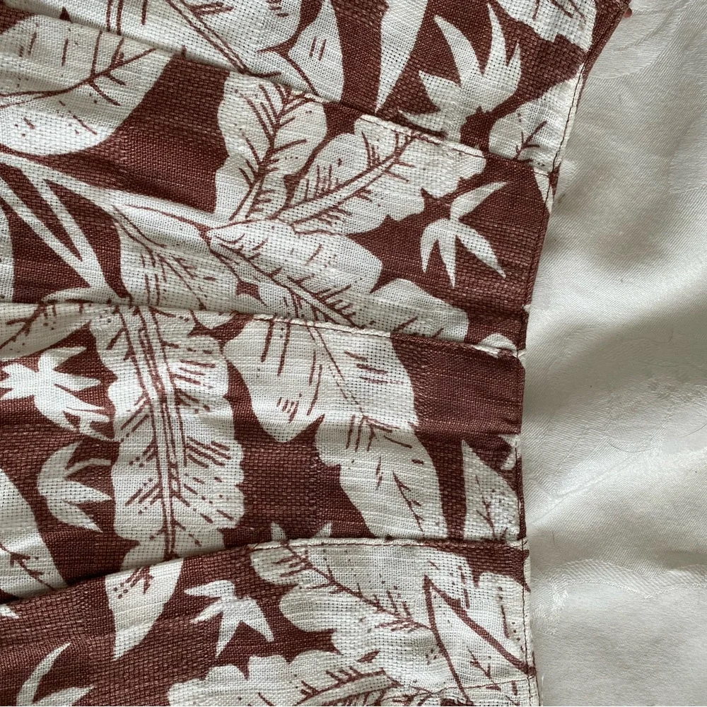 U. O. Tropical Floral Cotton Wrap Skirt Brown & White M
